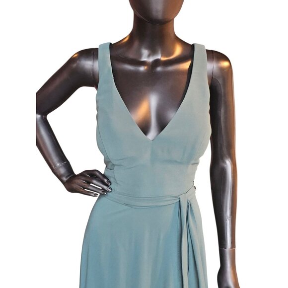 NWOT Evergreen Chiffon V-Neck Maxi Formal Dress - Bill Levkoff - Picture 2 of 8